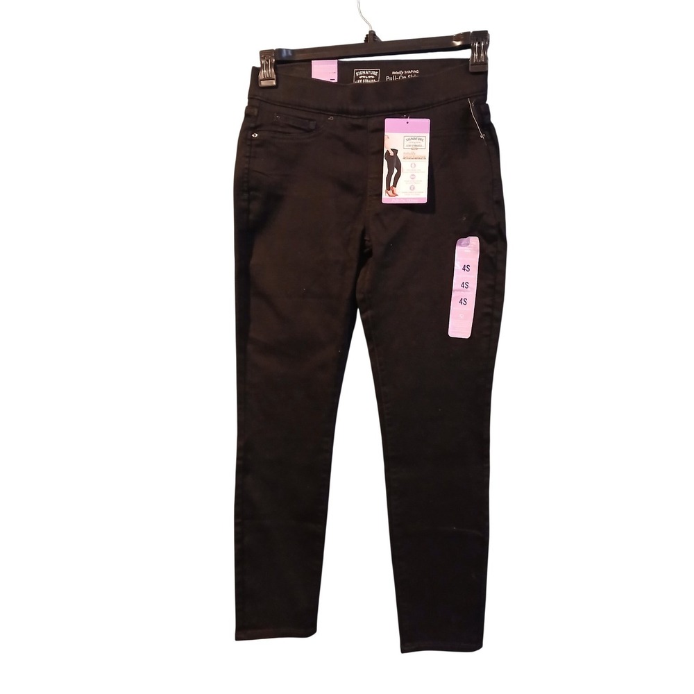 Signature Levi Strauss Gold Women's Black Pull On Skinny Shaping Jeans Size 4S